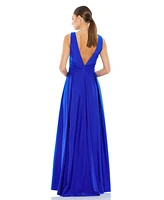 Mac Duggal Women's Jersey Plunge Neck Evening Gown