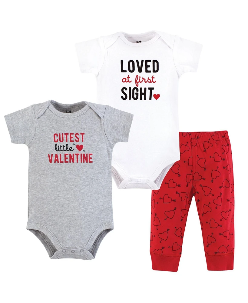 Hudson Baby Boys Unisex Cotton Bodysuit and Pant Set, Cutest Valentine, Preemie