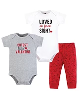 Hudson Baby Boys Unisex Cotton Bodysuit and Pant Set, Cutest Valentine, 9-12 Months