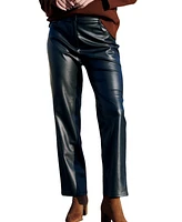 Cupshe Women's Black Tapered Leg Faux Leather Pants