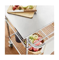 Slickblue Compact Kitchen Cart with Stainless Steel Top and 2 Bottom Storage Shelves