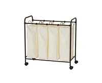 Slickblue Farmhouse 4 Section Removeable Bag Wheeled Laundry Sorter Cart