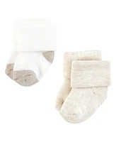 Hudson Baby Boys Unisex Cotton Rich Newborn and Terry Socks, Neutral Heel Toe, 0-6 Months