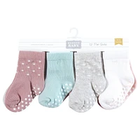 Hudson Baby Girls Cotton Rich Newborn and Terry Socks, Soft Dots