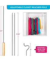 Florida Brands Closet Reacher Pole with Hook and Wooden Handle. Adjustable 2.75 to 5 Feet