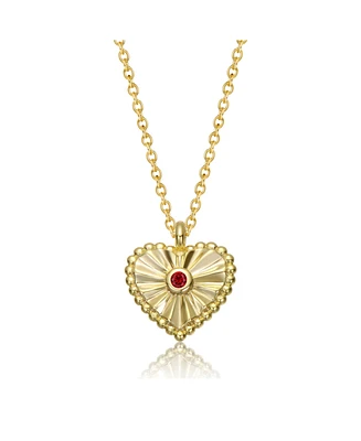 GiGiGirl 14k Gold Plated Little Heart Pendant Necklace with Red Cubic Zirconia