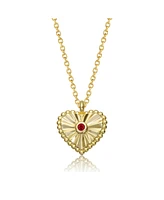 GiGiGirl 14k Gold Plated Little Heart Pendant Necklace with Red Cubic Zirconia