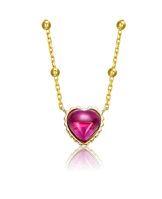 GiGiGirl Sterling Silver 14K Gold Plated Red Cubic Zirconia Heart Necklace