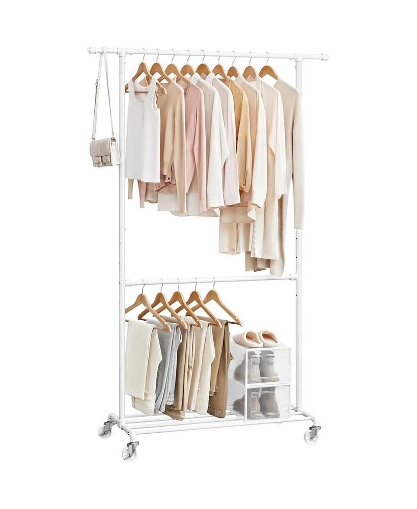 Slickblue Modern Industrial Garment Rack with Bottom Hanging Rod