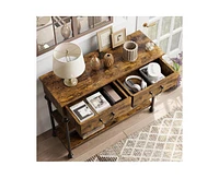 gaomon Console Tables for Entryway, Small Entryway Table with 2 Drawers, Narrow Console Table with Storage Shelves for Living Room, Hallway Table
