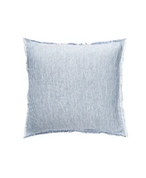 Anaya Home Blue Pinstripe Fringe Linen Pillow