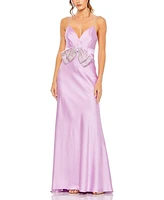 Mac Duggal Women's Rhinestone Bow Cami Draped Trumpet Gown