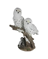 Fc Design "2-pc Gift Set" 12.25"H Snow Owl Couple on Tree Figurine Statue Ornament Home Room Office Decor and Perfect Gift Ideas for Housewarming, Hol