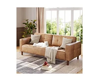 gaomon 3-Seater Sofa Couch, 83" Wide Faux Leather Sofa Couch with Spring Cushion, Modern Sofa with Deep Seats and 2 Removable Back Cushions