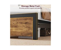 gaomon Full Size Bed Frame with Wood Headboard, Full Platform Bed Frame with Under Bed Storage and Metal Legs, Noise Free, No Box Spring Needed, Easy