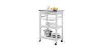 Slickblue Stainless Steel Top Kitchen Cart with Drawer and Storage Shelves