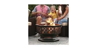 Slickblue 24 Inch Steel Distressed Lattice Design Fire Pit With Cover