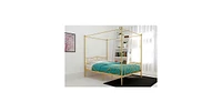 Slickblue Strong Metal Canopy Bed Frame for Bedroom with Supportive Frame