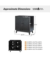 Tobias Midcentury 30"Tall 2 Door Accent Cabinet with Solid Wood Legs