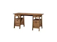 Slickblue Farmhouse Rustic Executive Desk with Filing Cabinet Storage and Spacious Work Surface