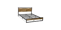 Slickblue Modern Farmhouse Platform Bed Frame with Wood Panel Headboard Footboard