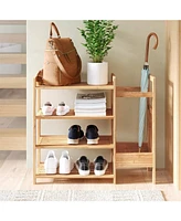 Slickblue 2-Shelf Entryway Shoe Rack Bench - Storage Bench with Seating for Hallway