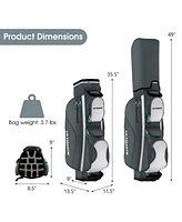 Gymax 14 Dividers Golf Cart Bag w/ 7 Zippered Pocket Cooler Bag Rain Hood Valuable Bag