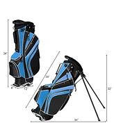 Gymax Golf Stand Bag 6 Way Divider Carry w/ Straps & 7 Storage Pockets
