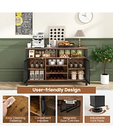 Gouun 55-Inch Buffet Sideboard with 8-Bottle Wine Racks and Glass Holders