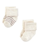 Hudson Baby Boys Unisex Cotton Rich Newborn and Terry Socks, Taupe Sheep, 0-6 Months