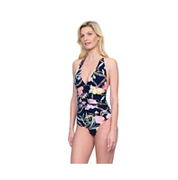 Gottex Women's Memories Of Capri V Neck Halter One Piece Swimsuit