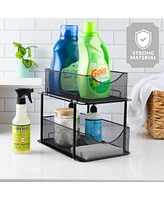 Sorbus 2 Pack 2 Tier Baskets with Mesh Sliding Drawers - Ideal Cabinet, Under the Sink, etc - Great for Bathroom, Kitchen, Office