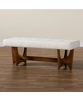 Baxton Studio Theo Japandi Cream Boucle Fabric and Walnut Brown Finished Wood Bench