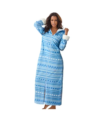 Dreams & Co. Plus Size Sherpa-Lined Long Hooded Robe