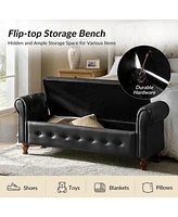 Hulala Home Benito Modern Storage Bench with Solid Wood Legs