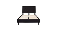 Slickblue Fabric Upholstered Platform Bed Frame with Built-in Headboard