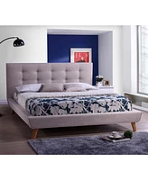 Slickblue Platform Bed with Button Tufted Headboard - Elegant Upholstered Frame Design