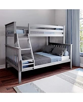 Slickblue Twin over Full Solid Wood Bunk Bed with Safety Rails and Ladder