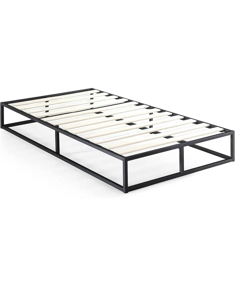 Slickblue Twin Low Profile Modern Metal Bed Frame with Wood Slats for Sleek Support