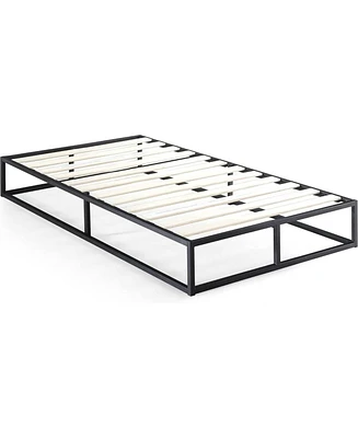 Slickblue Twin Low Profile Modern Metal Bed Frame with Wood Slats for Sleek Support