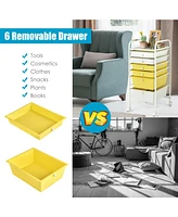 Gouun 6-Drawer Rolling Storage Cart with Clear Plastic Drawers and Lockable Wheels
