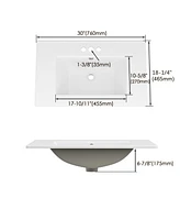 Lovmor Bathroom Ceramic Vanity Top with Three Holes in White