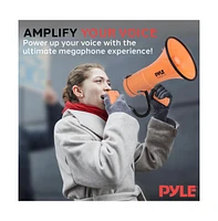 Pyle 50-Watt Portable Megaphone with Siren, MP3 Input, Automatic Siren, Shoulder Strap, Lightweight