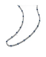 White Gold Plated Sparkling Blue Cubic Zirconia Tennis Chain Necklace