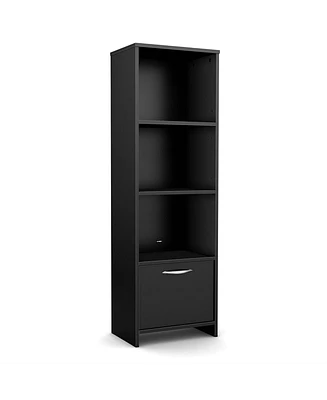 Slickblue Modern Bookcase with 3 Shelves and Bottom Door for Storage and Display