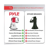 Pyle 50-Watt Portable Megaphone with Siren, MP3 Input, Automatic Siren, Shoulder Strap, Lightweight