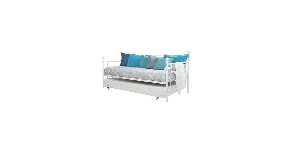 Slickblue Metal Daybed with Roll-Out Trundle for Extra Sleeping Space