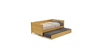 Slickblue Wooden Daybed with Roll-Out Trundle Bed Frame for Extra Sleeping Space