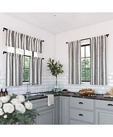 Slub Texture Stripe Cotton Cafe Curtain Pair