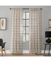 Clean Window Twill Stripe Anti-Dust Linen Blend Sheer Curtain Panel